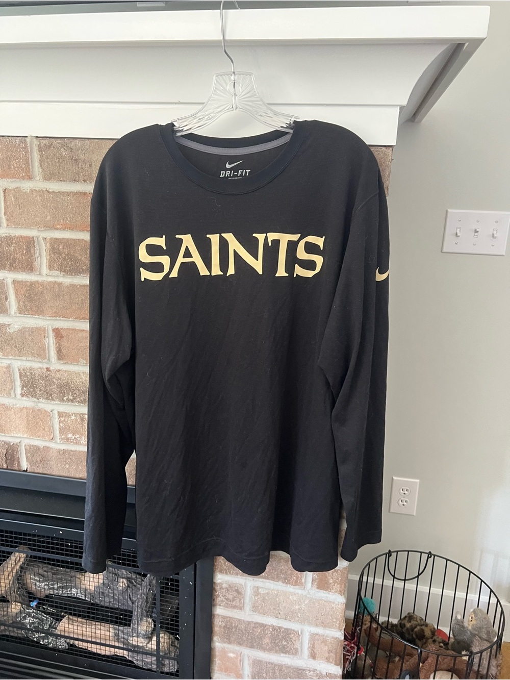 Nike Black Long Sleeve "SAINTS" Dri-FIT Shirt with Gold Lettering